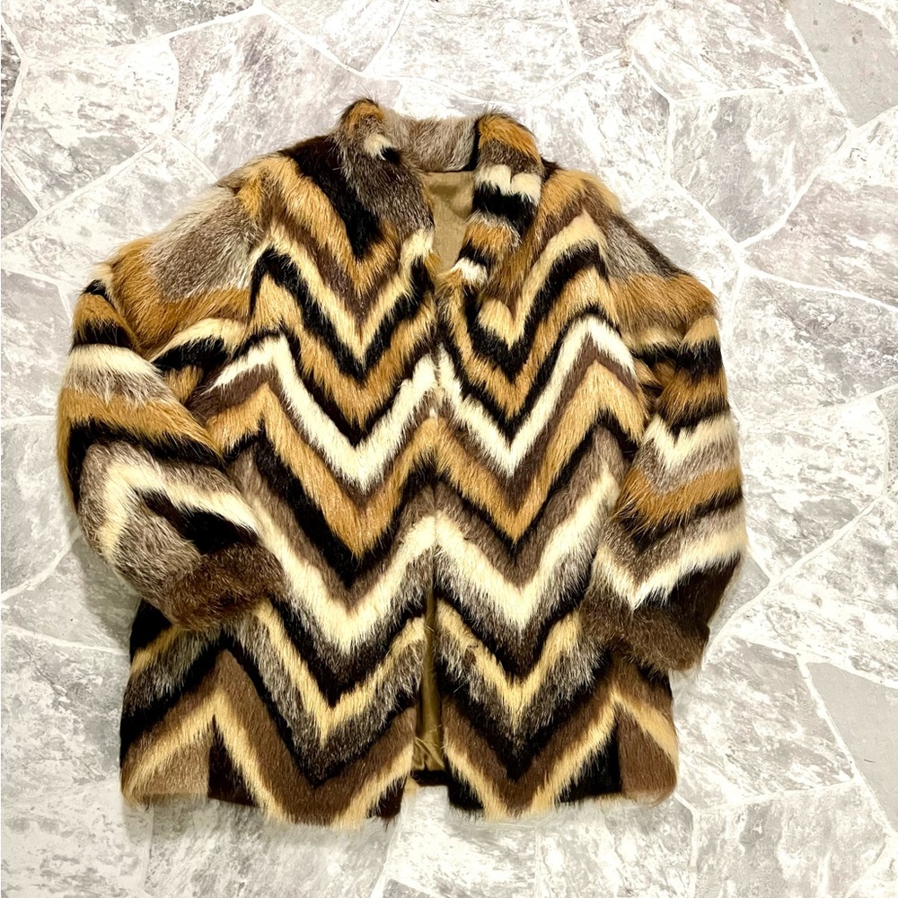 Vintage 50s Mosaic Mink Fur Coat Womens Size 10.